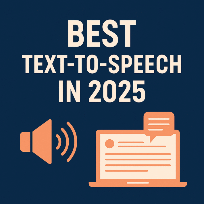 “Best Text‑to‑Speech in 2025 title graphic with speaker icon and laptop illustration